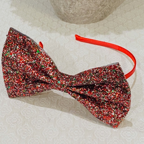 O2-BUNDLE ONLY-Large Glitter Bow Fascinator/Head Band - Picture 6 of 10